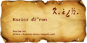 Kozicz Áron névjegykártya